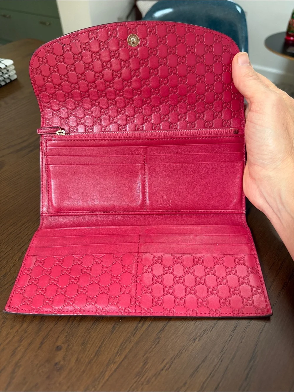 Vintage Gucci Red Leather Continental Wallet